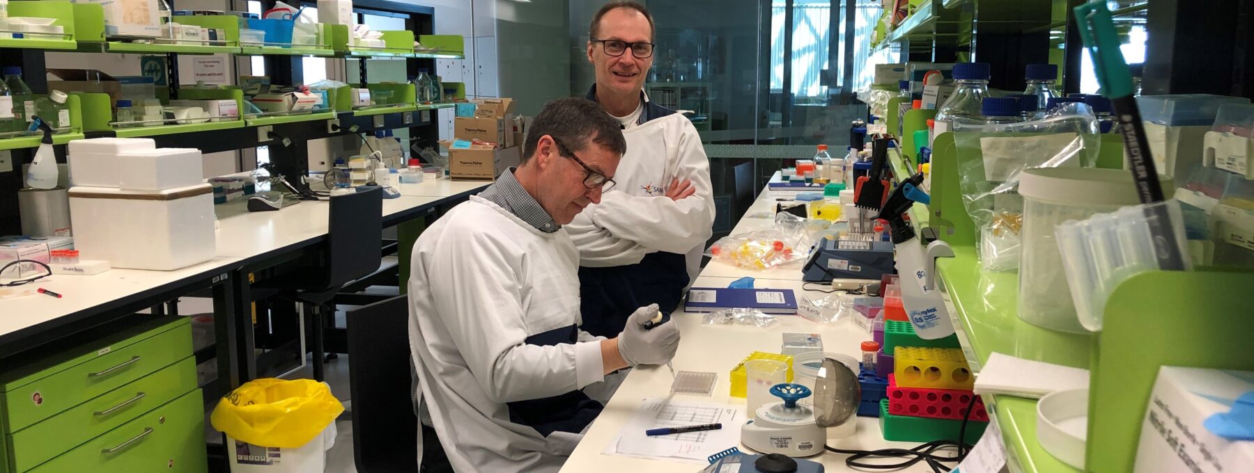 Donate to SA Research/2019 May Awareness SAHMRI lab Cytokines Mike and Martin landscape